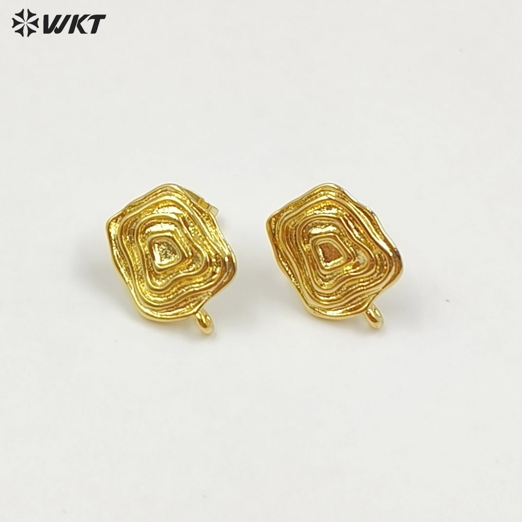WT-JFE160 Wholesale Dainty Metal 18K Gold Electroplated With Hoops Leaves Shape Little Earrings Finding As DIY Jewelry Accessory