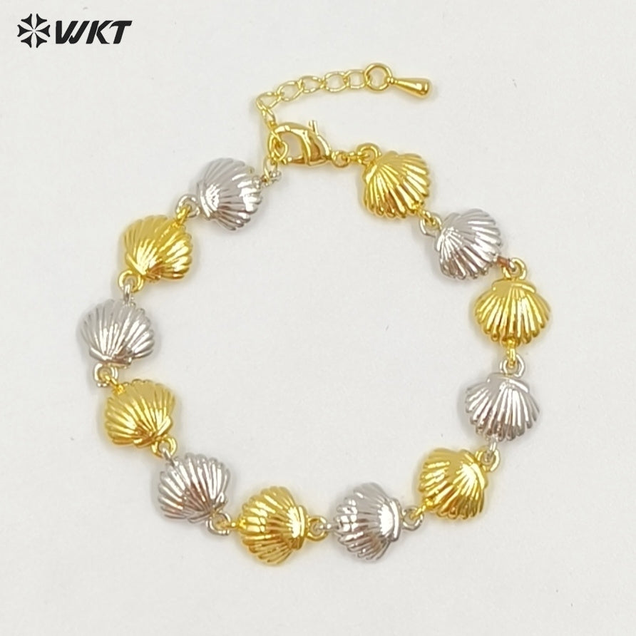 WT-JF368 Wholesale New Cute 18K Gold Plated Shell Shape Metal Bracelets For Women Party Jewelry Accessories Resist Tarnishable