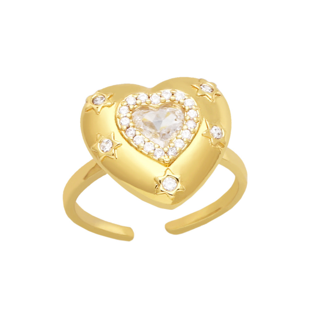 WKT-MVR042 High Quality Heart Shaped Ring for Women in Europe and America Fashionable Personality Open Index Finger Ring