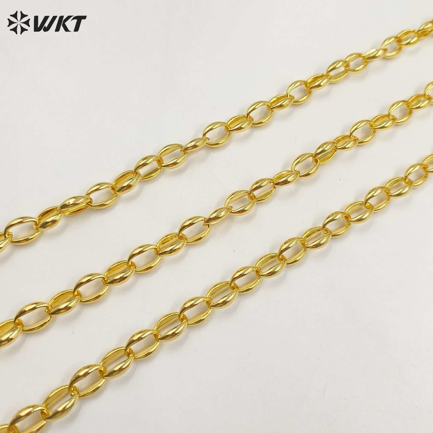 WT-BC229 New Style 18K Real Gold Plated Coffe Bean Shape Metal Jewelry Chain for Necklace Bracelet Design