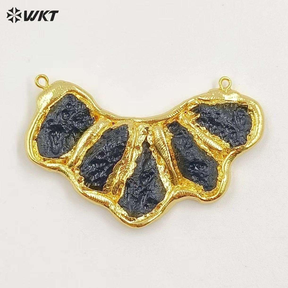WT-P1987 WKT Exclusive New Design Natural Black Meteorite Stone Made 18K Gold Plated Women Gemstone Pendant for Birthday Gift