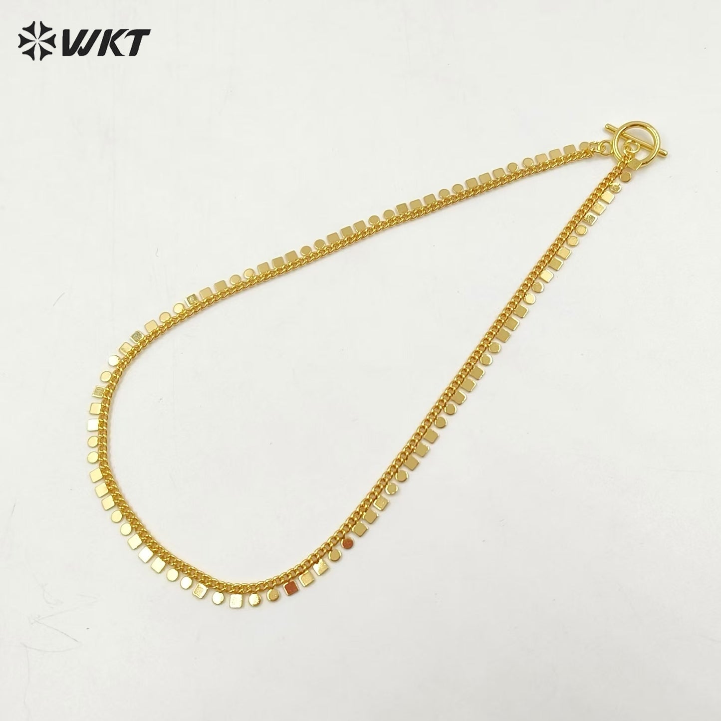 WT-JFN31 Latest Models Stylish Charming 18K Gold Plated Square Round 16 Inch Necklace Jewelry Finished for Both Men and Women
