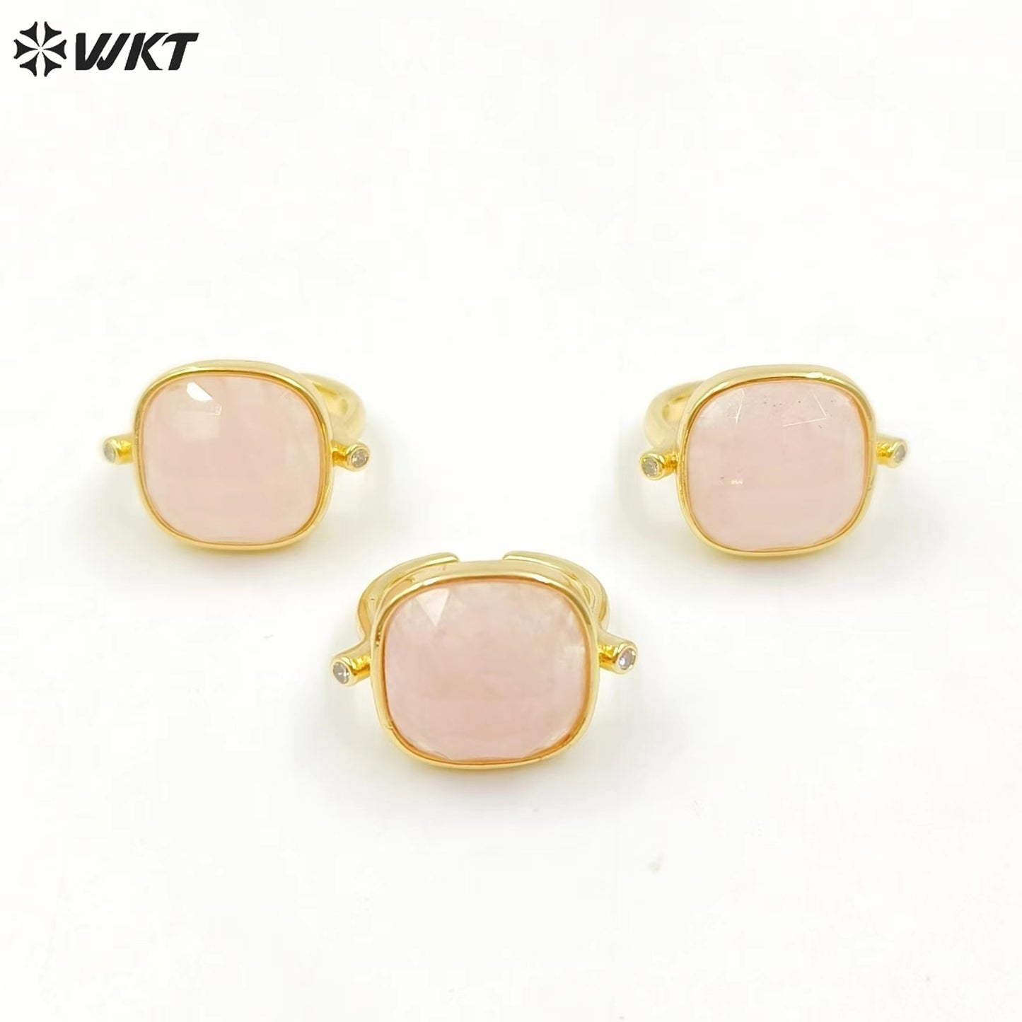 WT-R427 WKT Newest Elegant Square Faceted Gemstone Ring 18k Real Gold Plated Resist Tarnishable Birthday Stone Ring