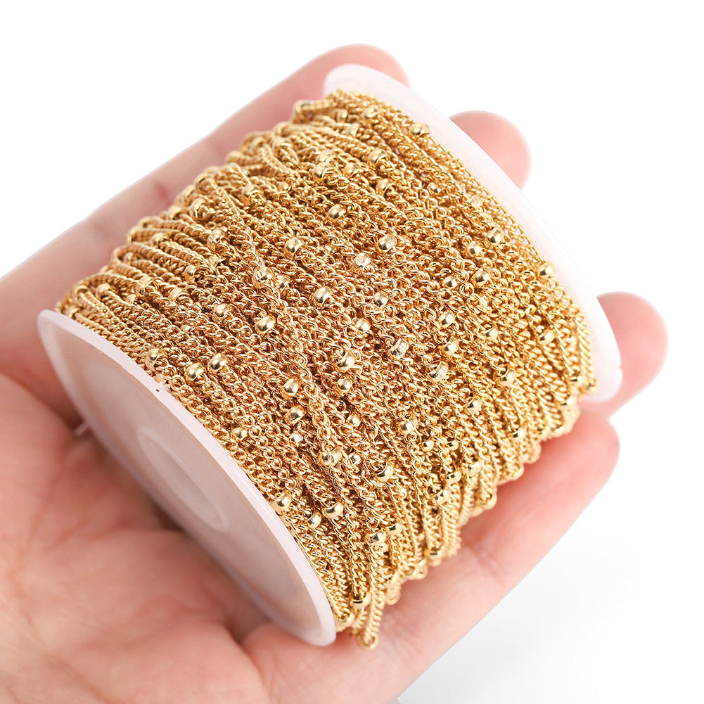 WT-BC195 Newest Fashion 18k Real Gold Plated Brass Chain Sell by Meters18K True Gold Color Preserving Electroplated Bead Chain