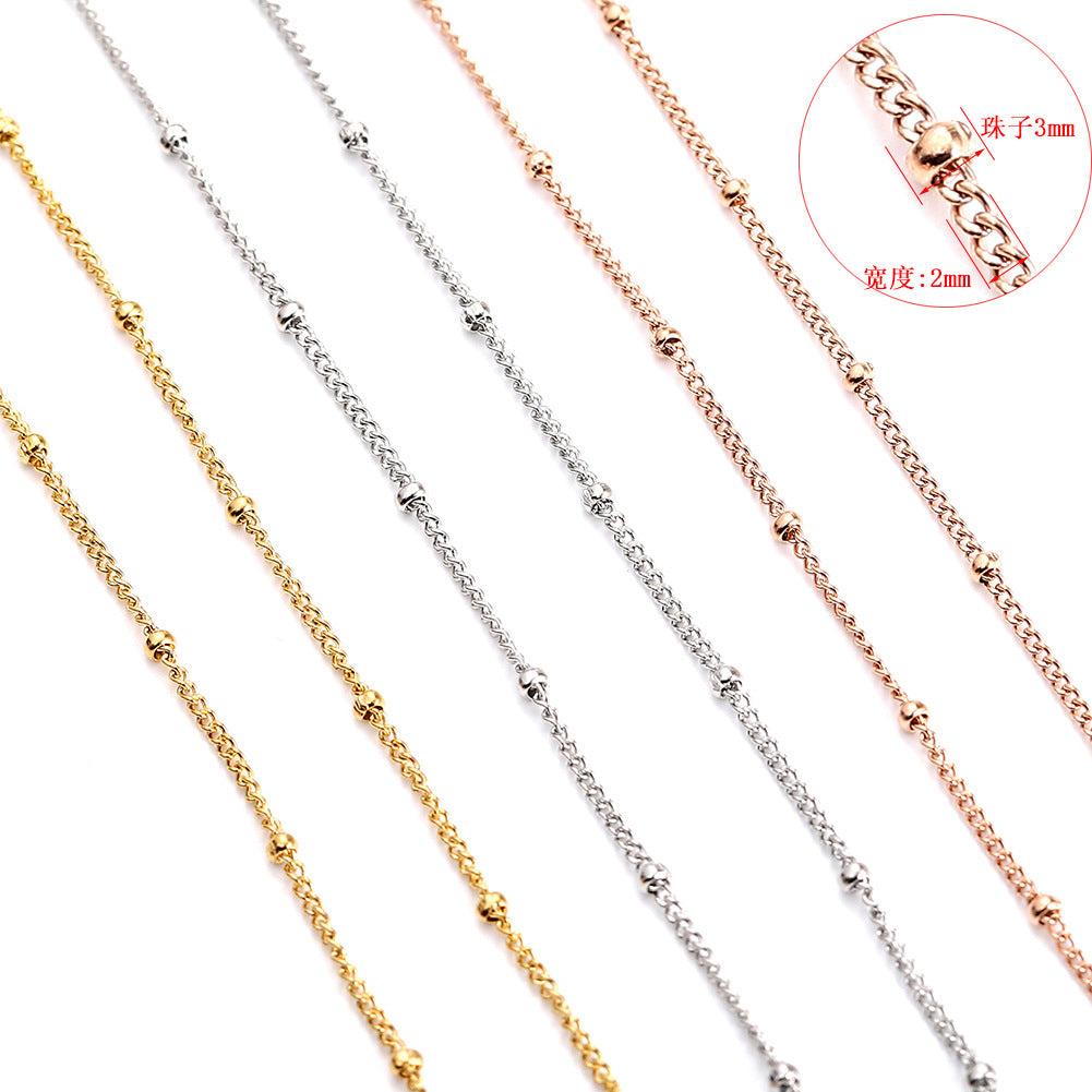 WT-BC195 Newest Fashion 18k Real Gold Plated Brass Chain Sell by Meters18K True Gold Color Preserving Electroplated Bead Chain