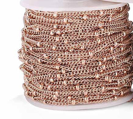 WT-BC195 Newest Fashion 18k Real Gold Plated Brass Chain Sell by Meters18K True Gold Color Preserving Electroplated Bead Chain