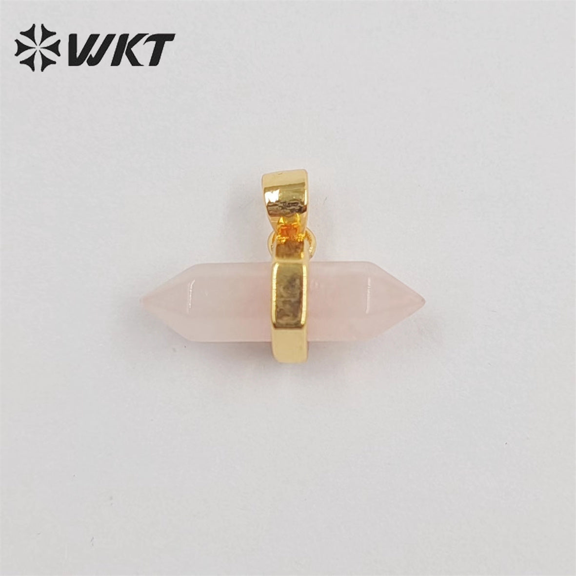 WT-P1902 Wholesale New Delicate Precious Gemstone Double Point Stone Charms Energy Healing Quartz Point Pendant