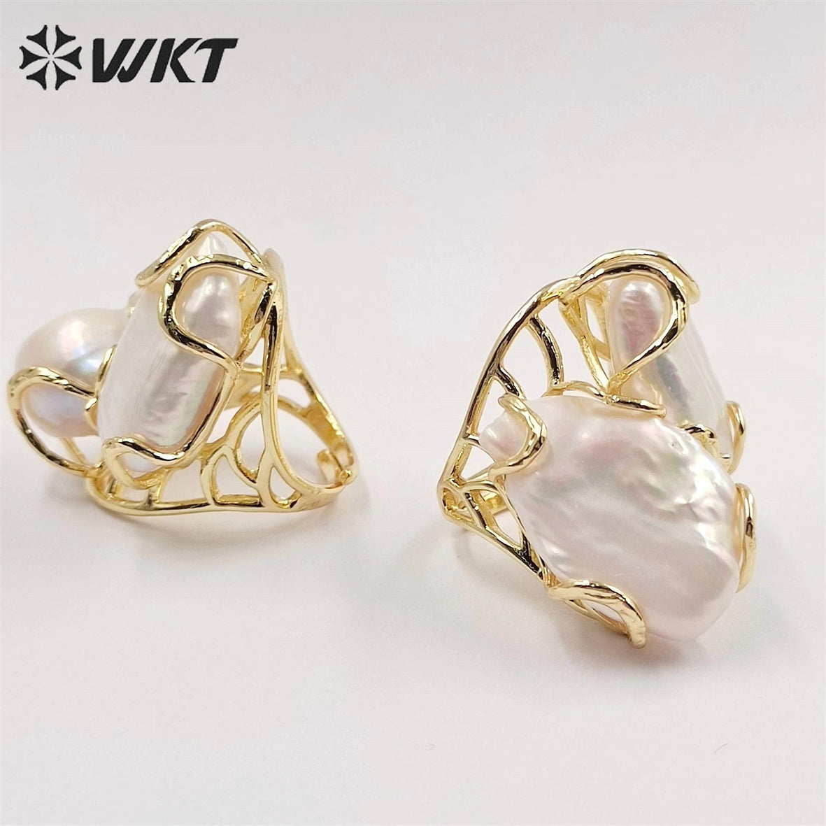 WT-MPR052 Wholesale Newest Gorgeous Women White Pearl Ring Natural Baroque Pearl Wedding Ring Lady Anneversary Ring