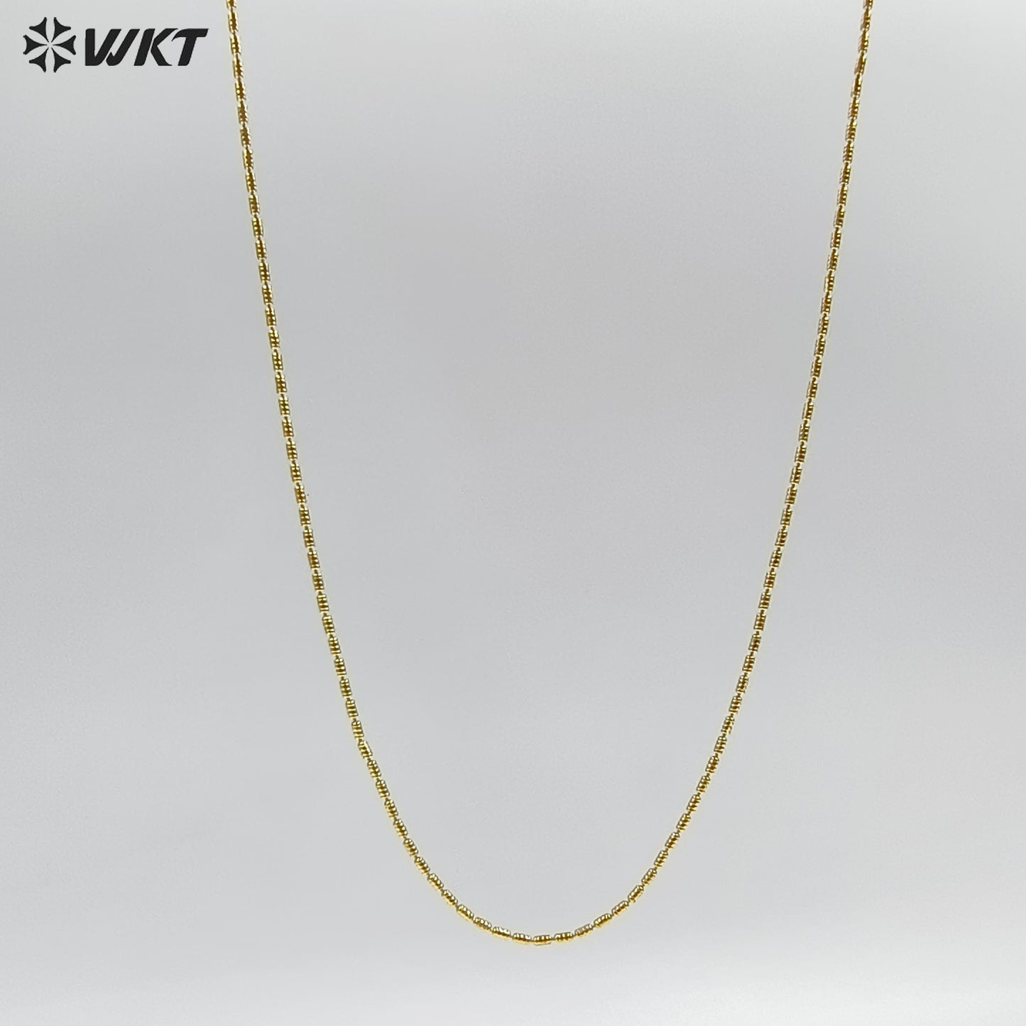 WT-JFN50 Top Quality Simple Classic 18K Gold Electroplated Yellow Brass Metal Fine Handmade Little Long Beads Chain Necklace