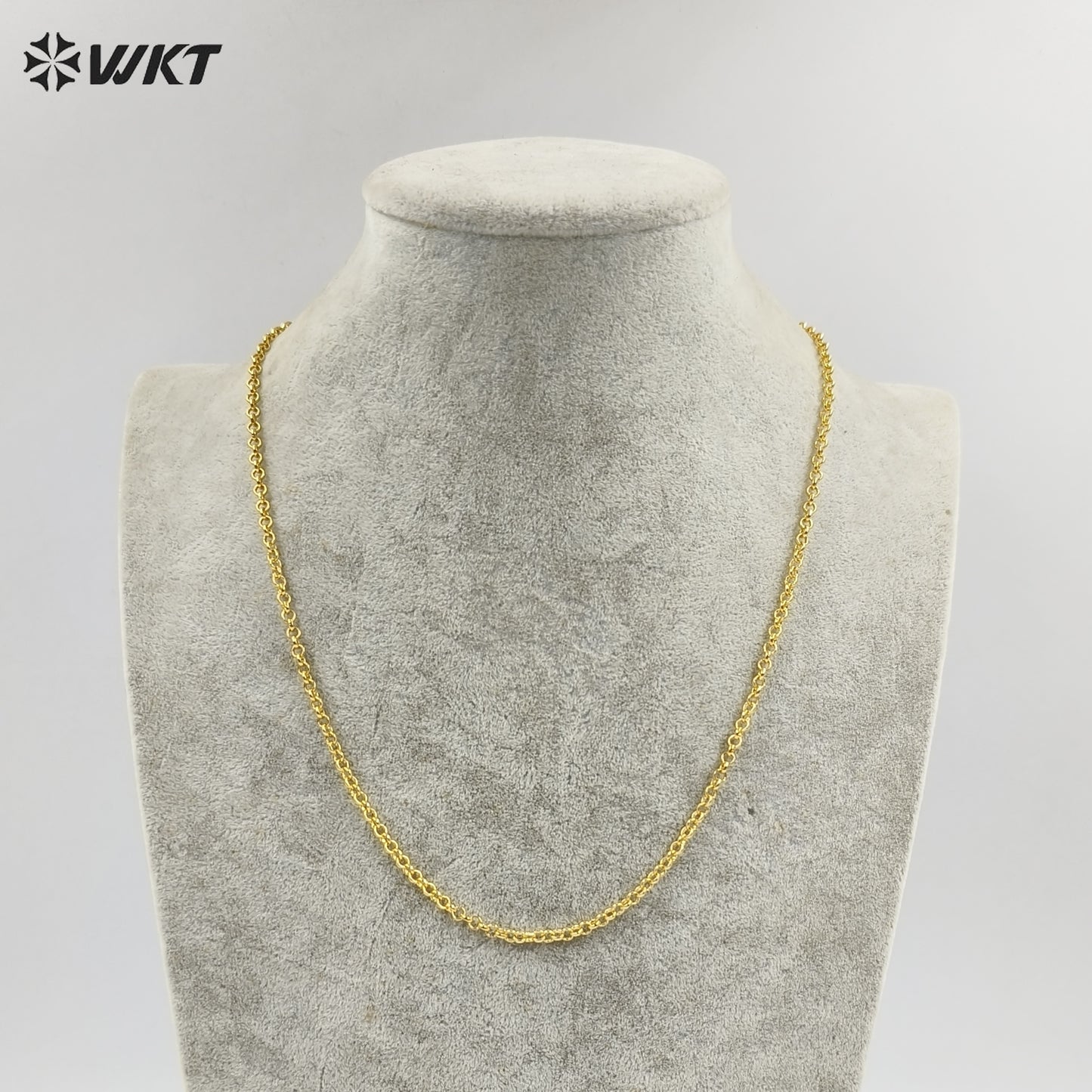 WT-BFN037 Round Gold Chain Yellow Brass with 18k Gold Plated Chain Exquisite Women Decorate Necklace Chain
