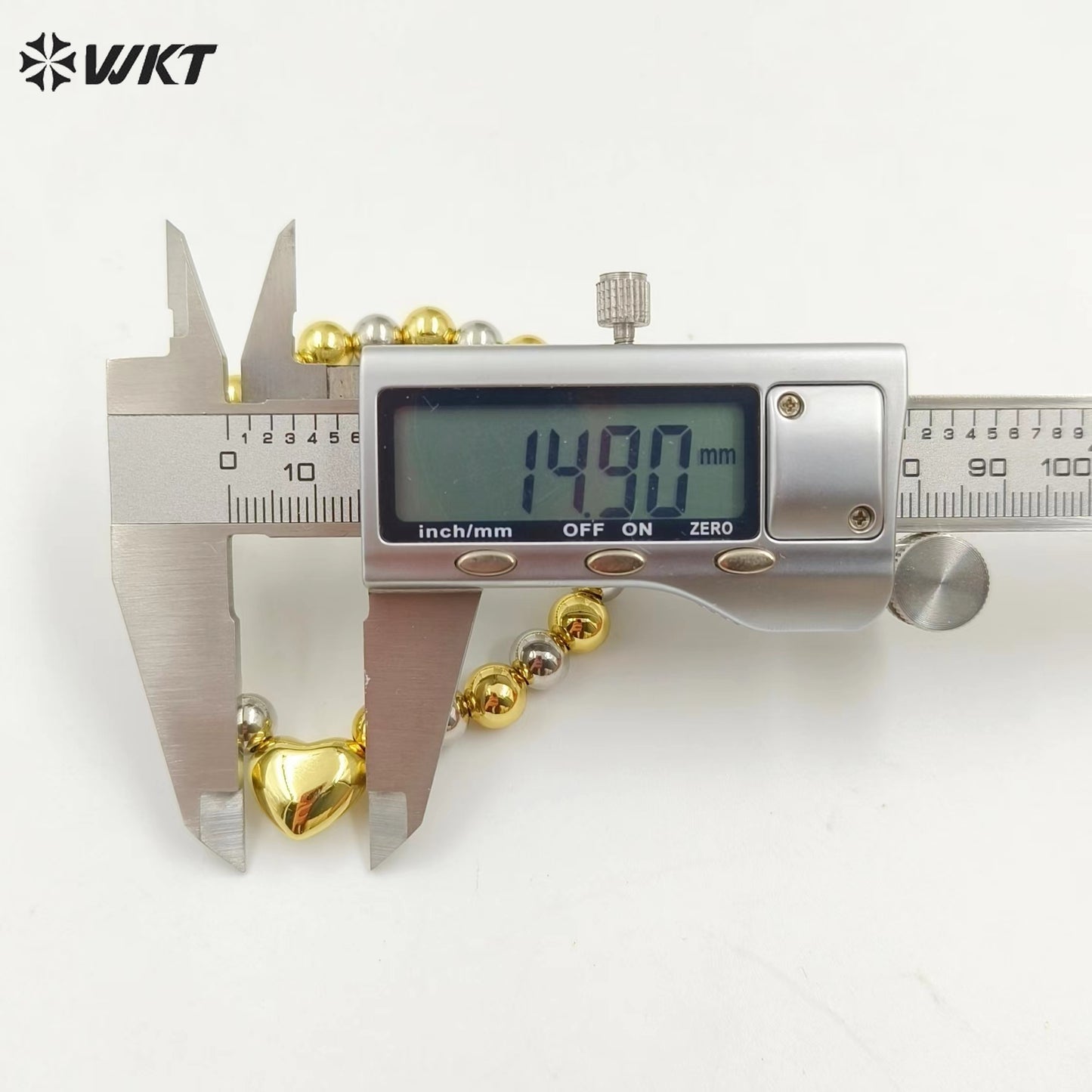 WT-JF342 New Design 18K Real Gold Plated Gold and Silver Round Metal Beads Bracelet in Flexiable for Women