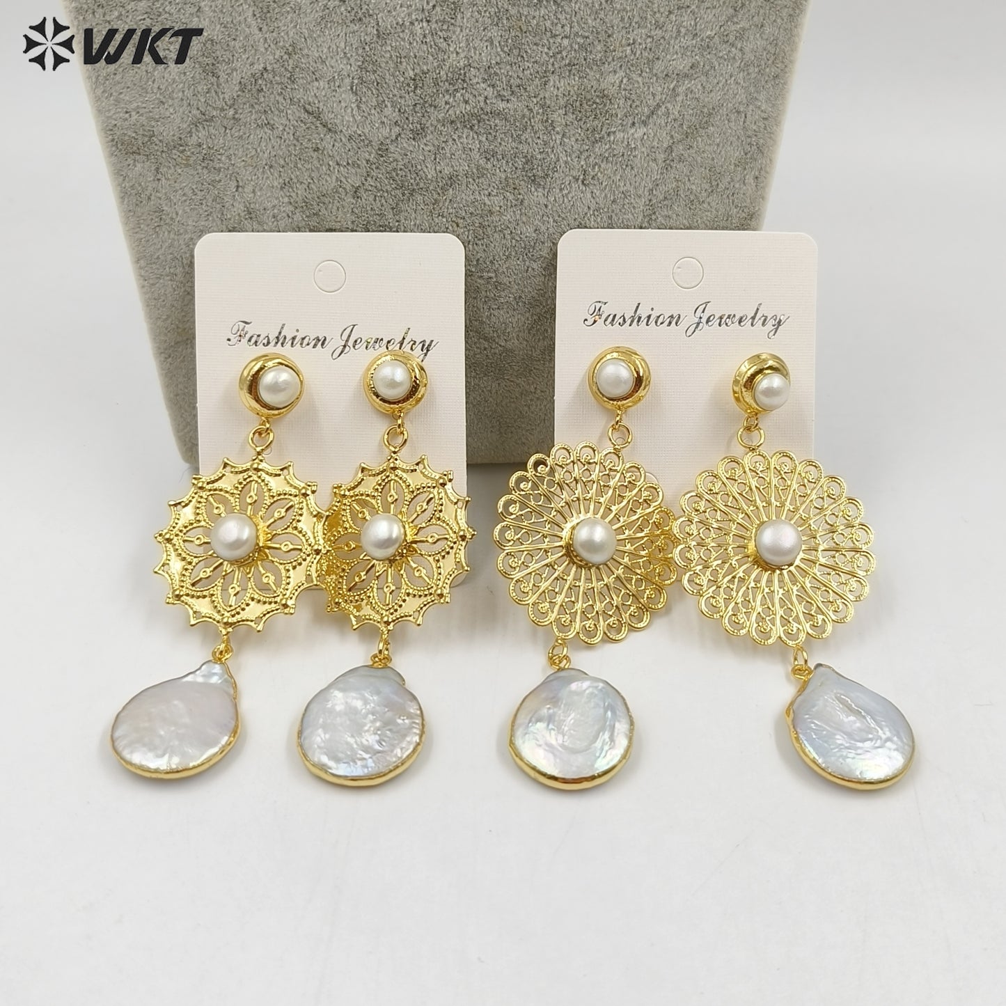 WT-MPE128 Amazing Design Long Dangle Gorgeous Natural White Pearl Handmade Women Drop Earrings for Wedding Studs