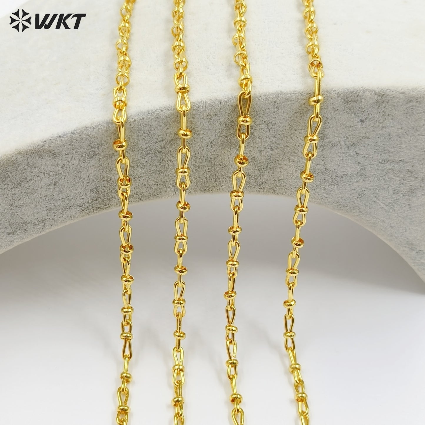 WT-BC255 Beautiful Finding Design Yellow Brass Chain With Gold Plated Lovely Bow Knot Shape for Bracelet Necklace Jewelry DIY
