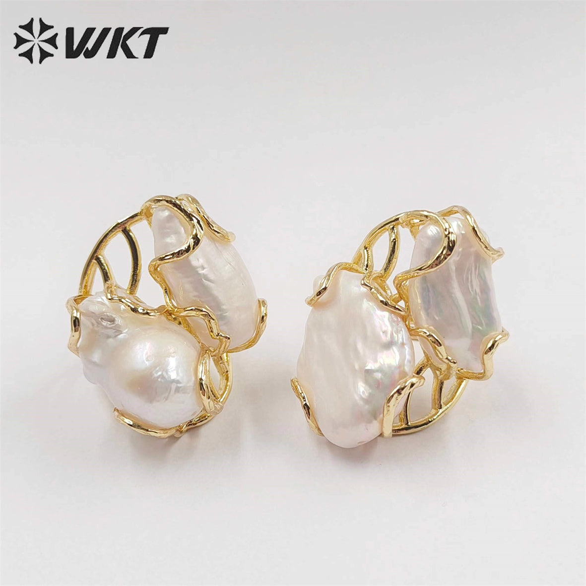 WT-MPR052 Wholesale Newest Gorgeous Women White Pearl Ring Natural Baroque Pearl Wedding Ring Lady Anneversary Ring