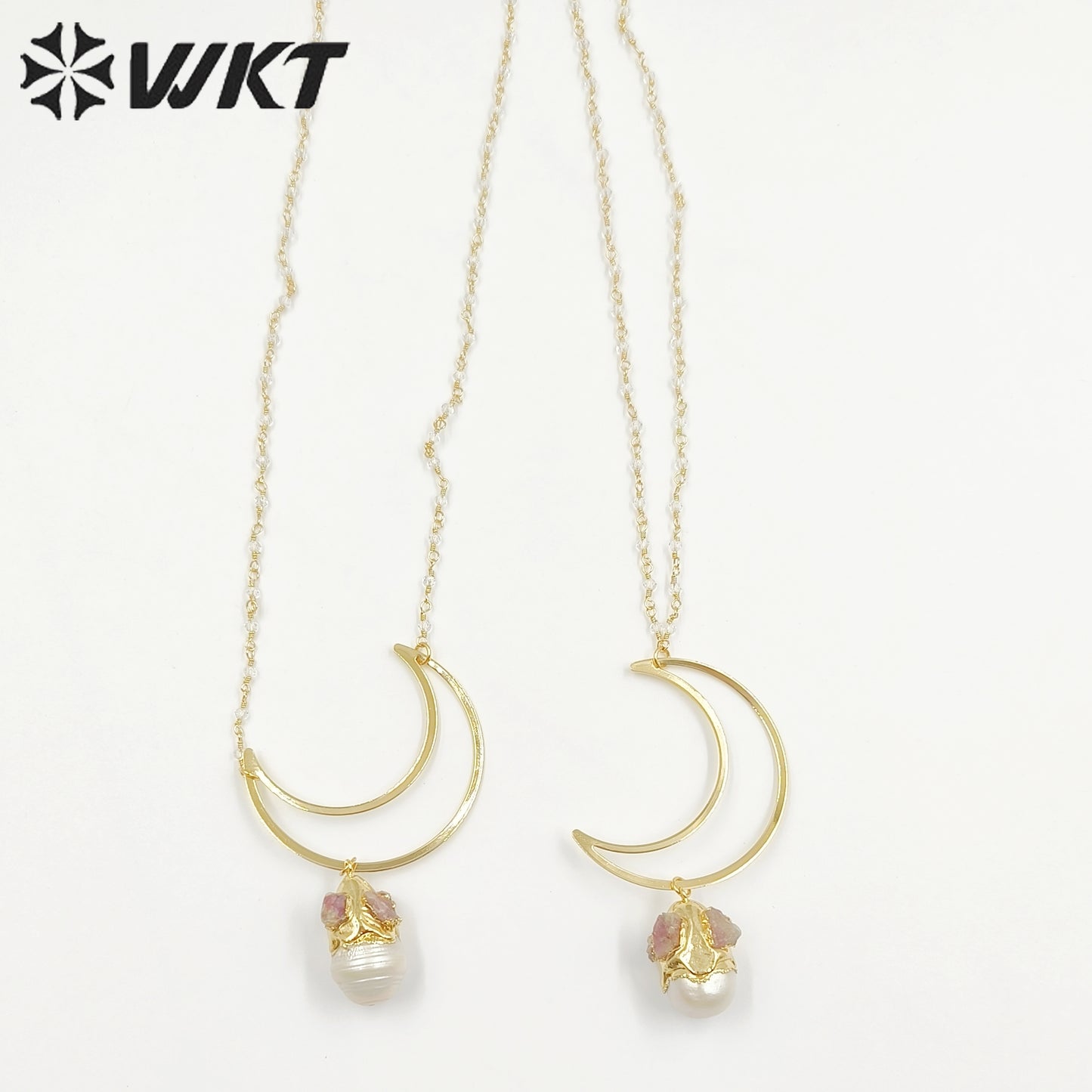 WT-JN244 Wholesale Vintage Baroque Pearl Trendy Stone 18k Chain Gold Plated Exquisite High Quality Pendant Beads Necklace