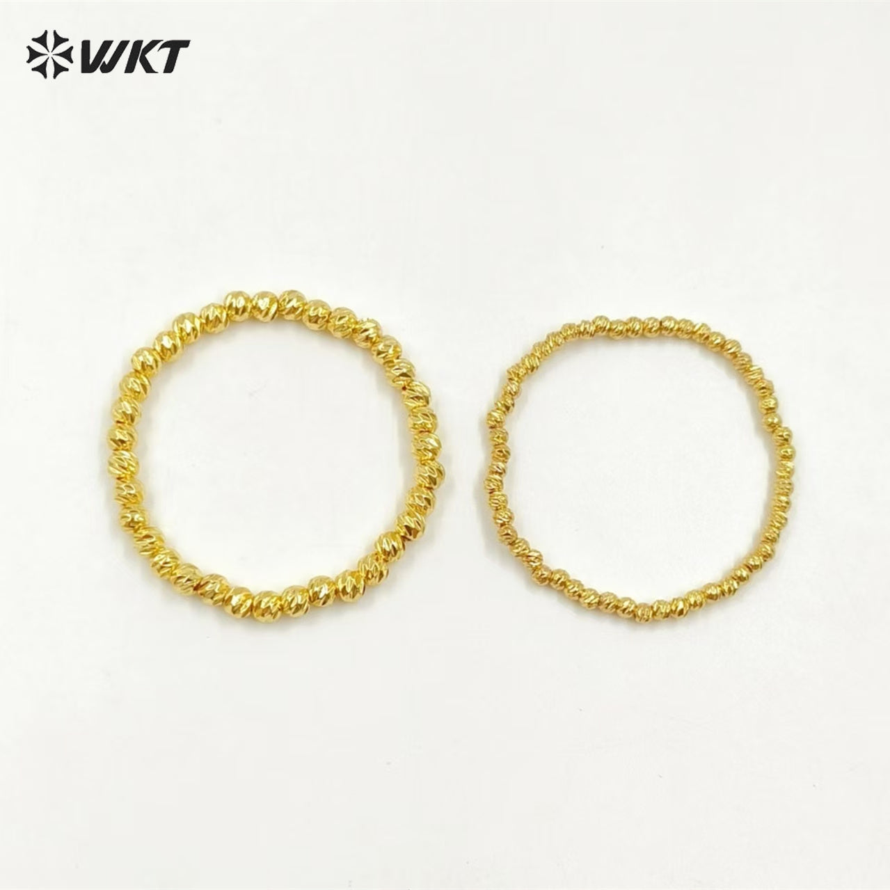 WT-JF340 Wholesale New Fashion 18K Gold Faceted Shinny Round Brass Beads Women Bracelets With Closure Lobster