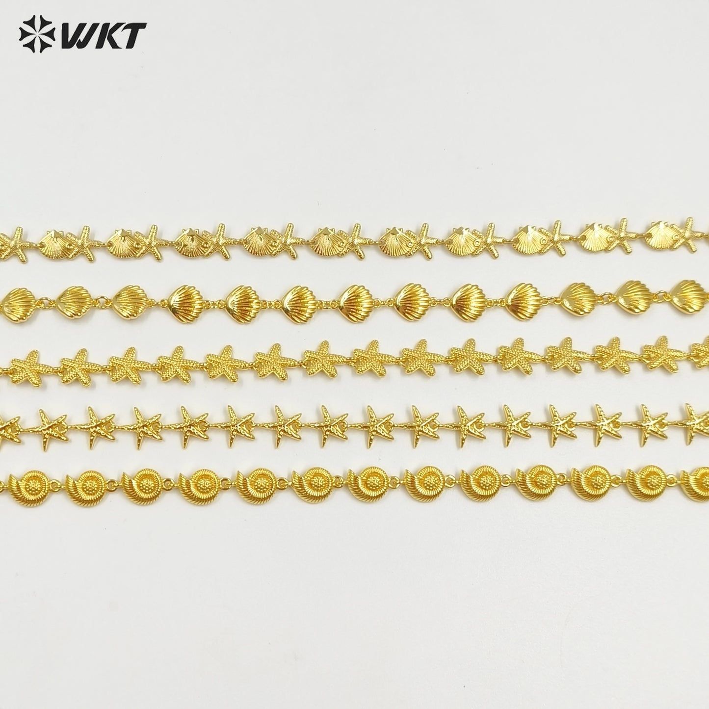 WT-JFN44 Newest Women Romantic Style Metal Yellow Brass Gold Plated Sea Star And Shell Shape Necklace Party Wearing Jewelry