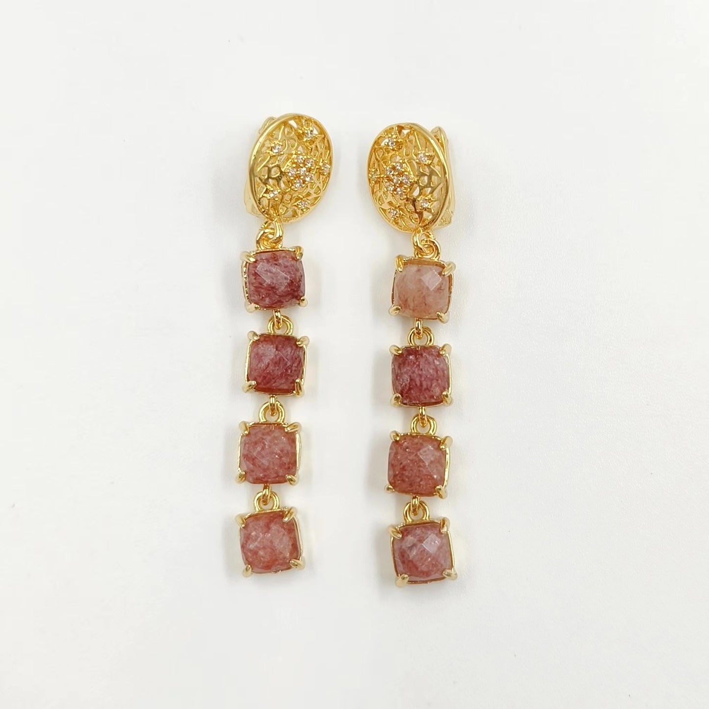 WT-E737 Amazing Colorful Elegant Natural Gemstone Long Charming Earrings Women Pendant Earrings