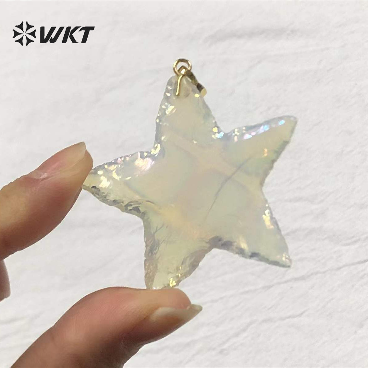 WT-P1774 WKT Fashion Natural Gemstones Aura Opal Pendants Stars Shape White Stone Pendants Necklaces Jewelry Chic Lady