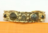 WT-B663 Delicate 18K Real Gold Plated Multi Natural Precious Stones in Bezel Setting Women Birthday Gift Gemstone Bangle