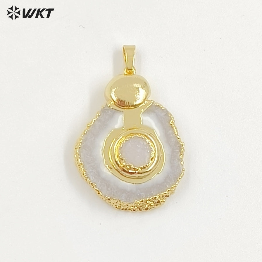 WT-P1769 Classic Natural Stone Stalactite Stone Colorful Drusy Crystal Quartz Energy Pendants Gift Jewelry for Necklace Earrings