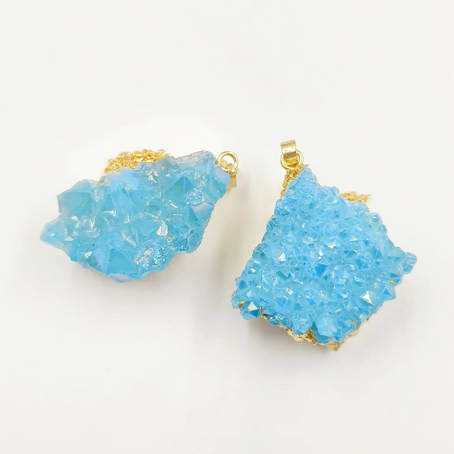 WT-P1917 New Precious Lovely Natural Aura Cluster Quartz White Crystal Colorful Amazonite Stone Pendants