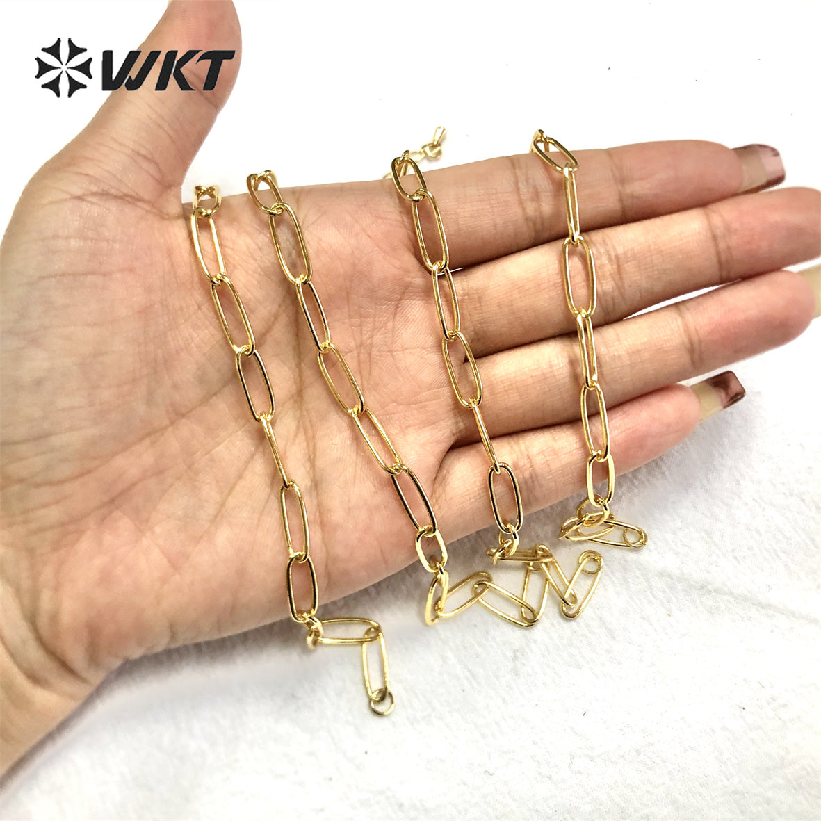 WT-BFN025 WKT Beautiful and Elegant High Quality Punk Choker Women Gold Electroplated Big Link Chain Necklace Metal Necklace