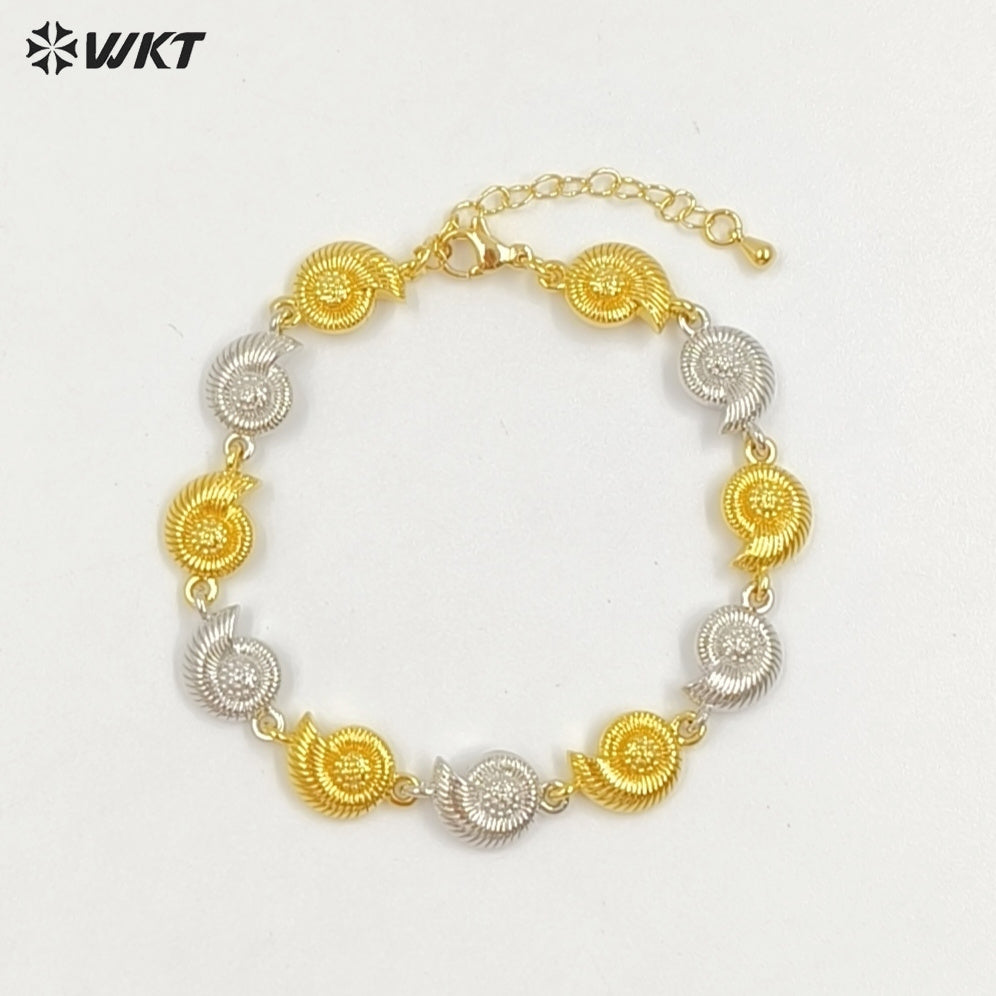 WT-JF368 Wholesale New Cute 18K Gold Plated Shell Shape Metal Bracelets For Women Party Jewelry Accessories Resist Tarnishable
