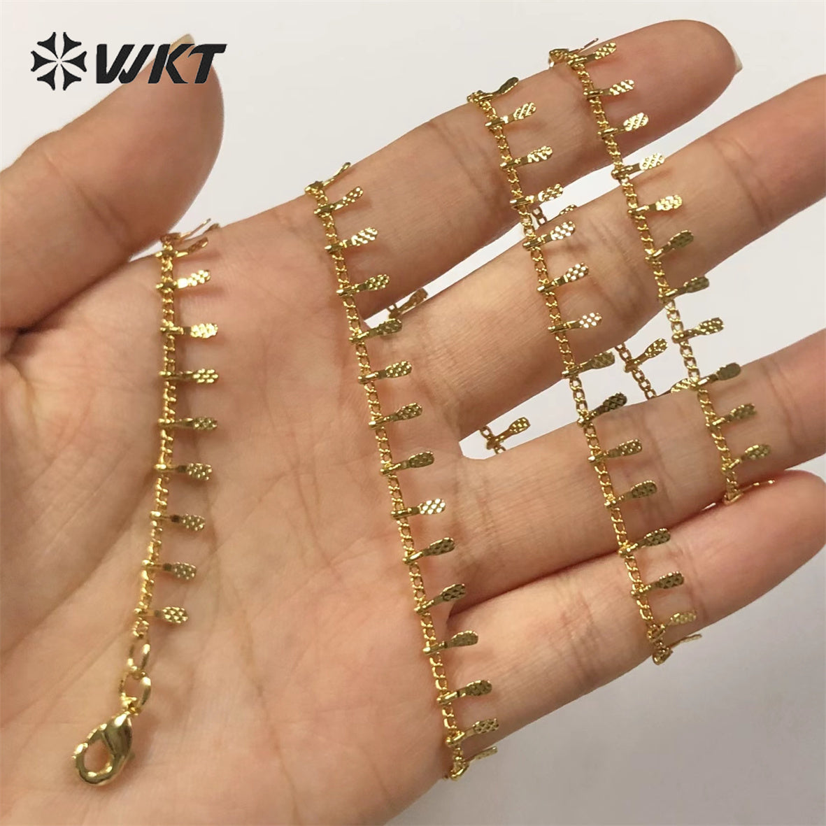 WT-BFN039 Romantic Women Gold Chain with 18k Gold Plated Yellow Brass Chain for DIY Jewelry Finding Lovely Chain