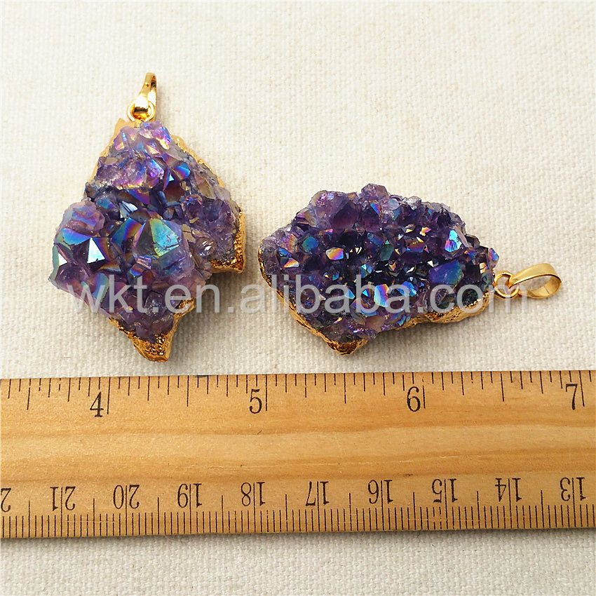 WT-P972 Exclusive Flame Angel Amethyst Pendant Angel Stone,natural Amethyst Pendant with Flame Angel Charm Amethyst Wholesale