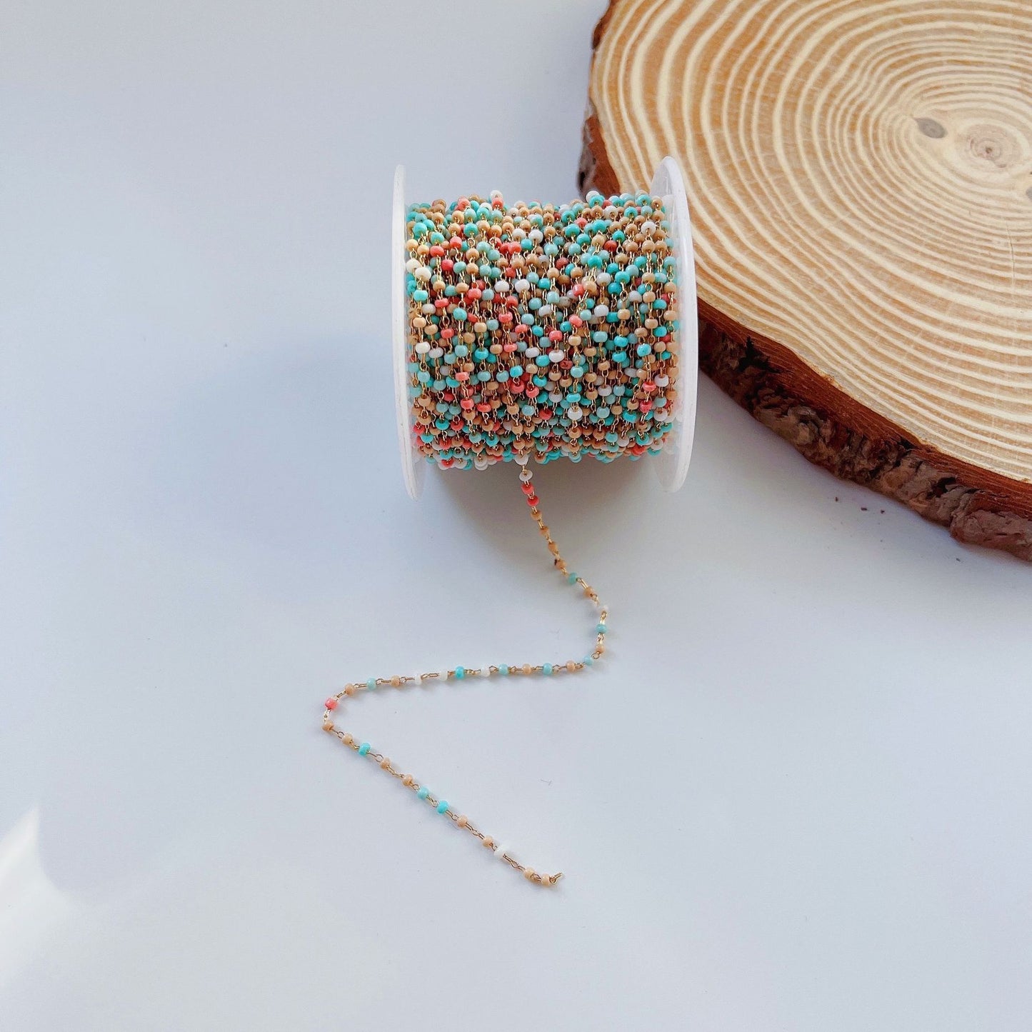 WT-RBC231 Tiny Bohemian 2mm DIY Colorful Crystal Beads Chain for Bohemian Series Jewelry or Bracelet Sunglass Findings