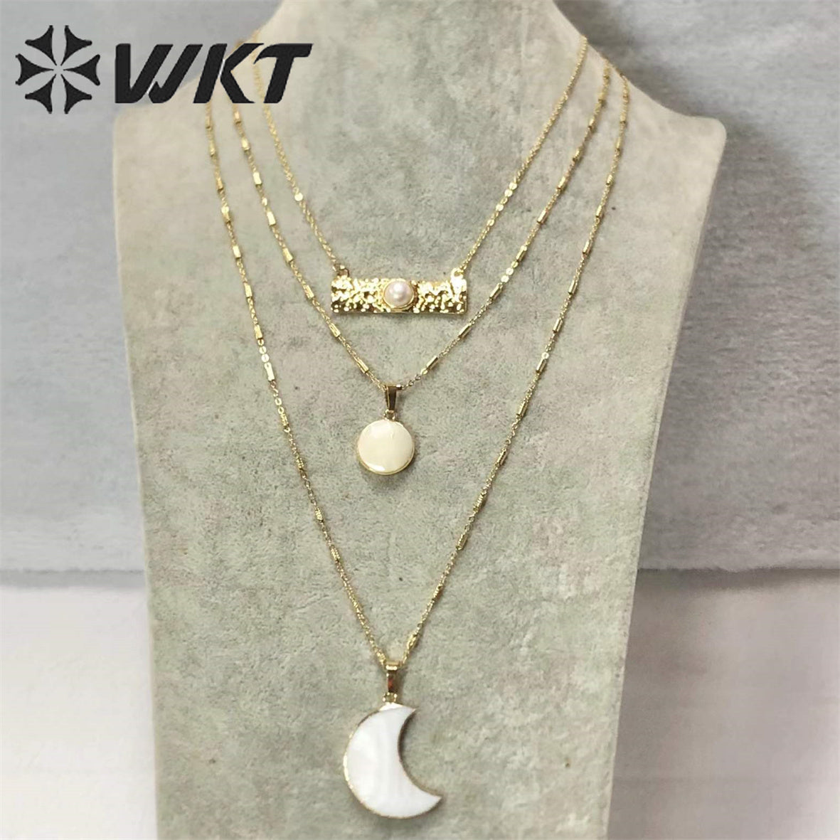 WT-N1327 Wonderful Jewelry Stone with Natural Fresh Shell and While Pearl Pendants Lovely Necklace for Girl As a Gift