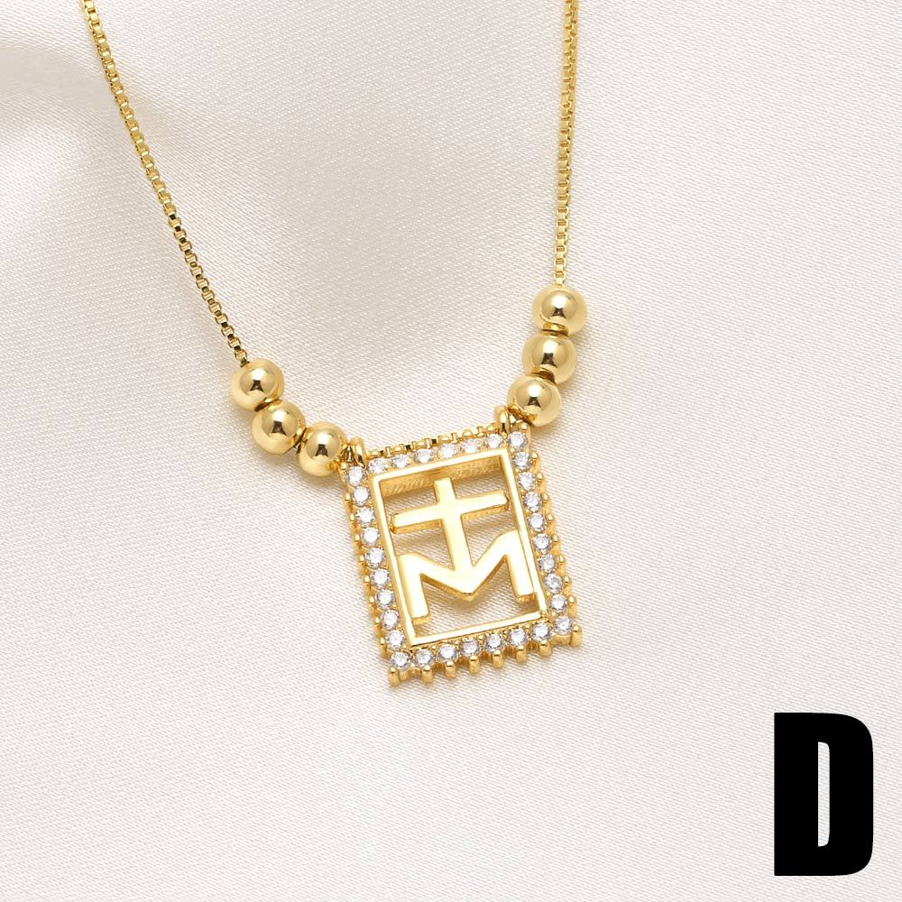 WT-JFN61 Wholesale Exquisite 18K Gold Plated Brass And Zircon Cross Heart Pattern Rectangle Pendant Necklace For Female Gifts