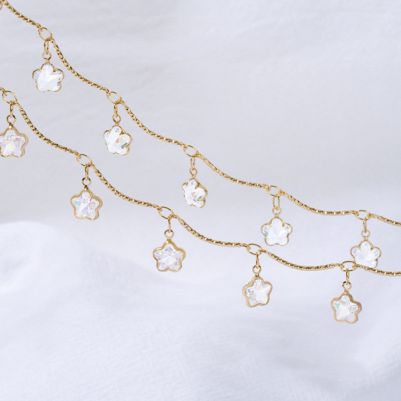 WT-RBC242 Beautiful Simple Elegant and Fresh Style New Design Heart and Star Shape Crystal Charms Brass Chain DIY for Necklace