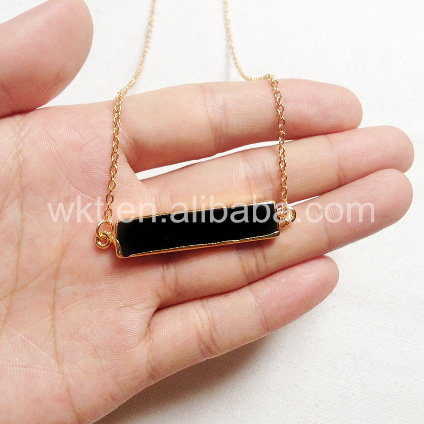 WT-N719 WKT Wholesale Fashion Style Rectangle Shape Necklace Generous Black Agate Necklace