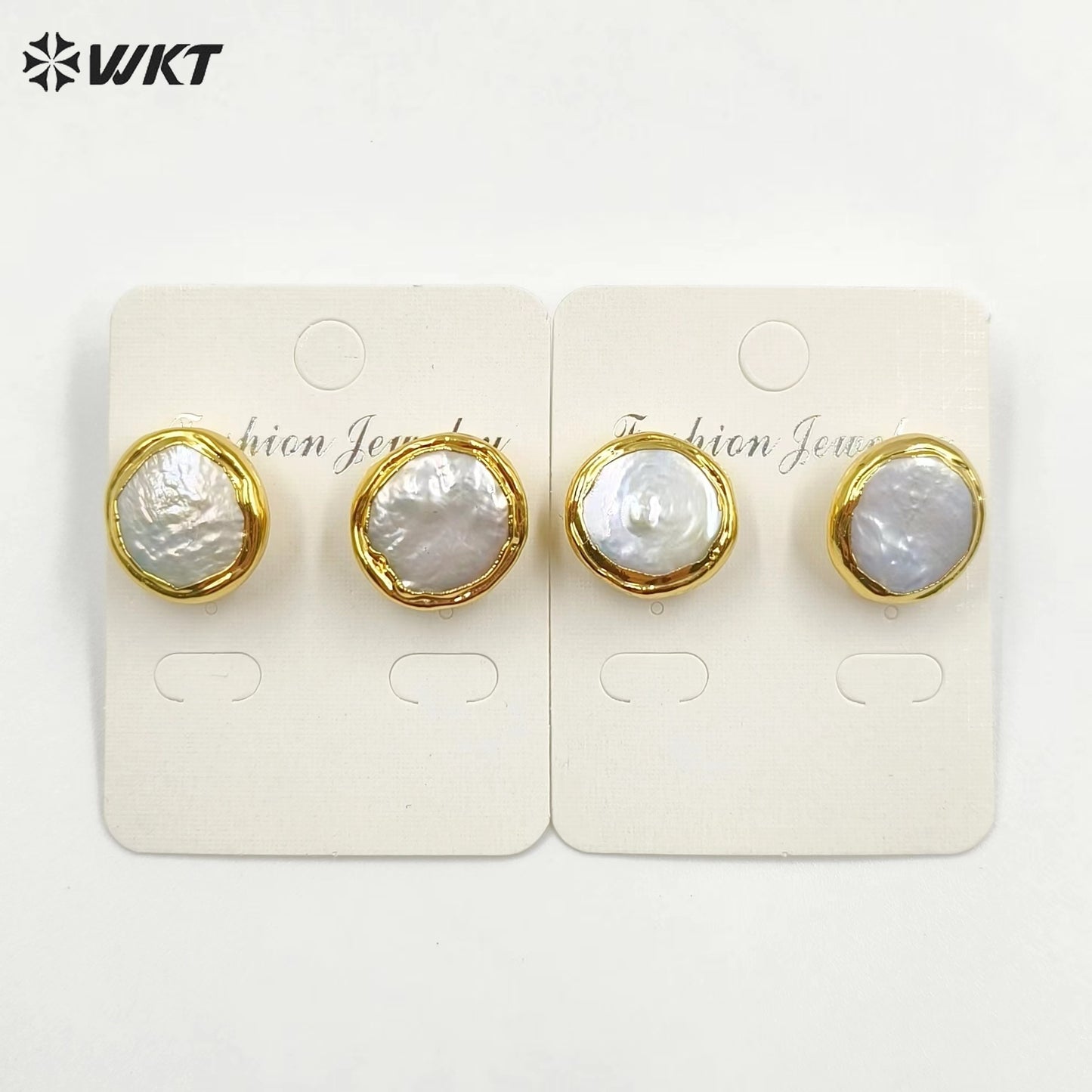 WT-MPE105 Latest Style Regular Freshwater Pearl Natural 18k Gold Plated Gift for Women Weeding 18mm Romantic Pendant Earrings