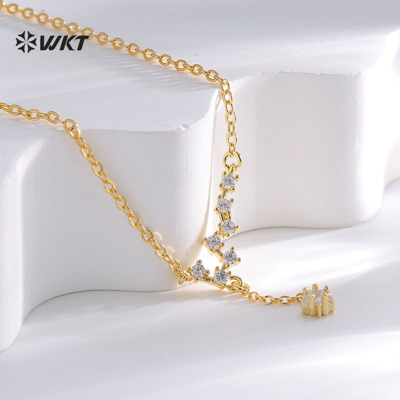 WT-MB128 WKT New Design Simple Style Chain Anklet With Cubic Zirconia Pave Gold Color Plated Ladies Daily Decoration Jewelry