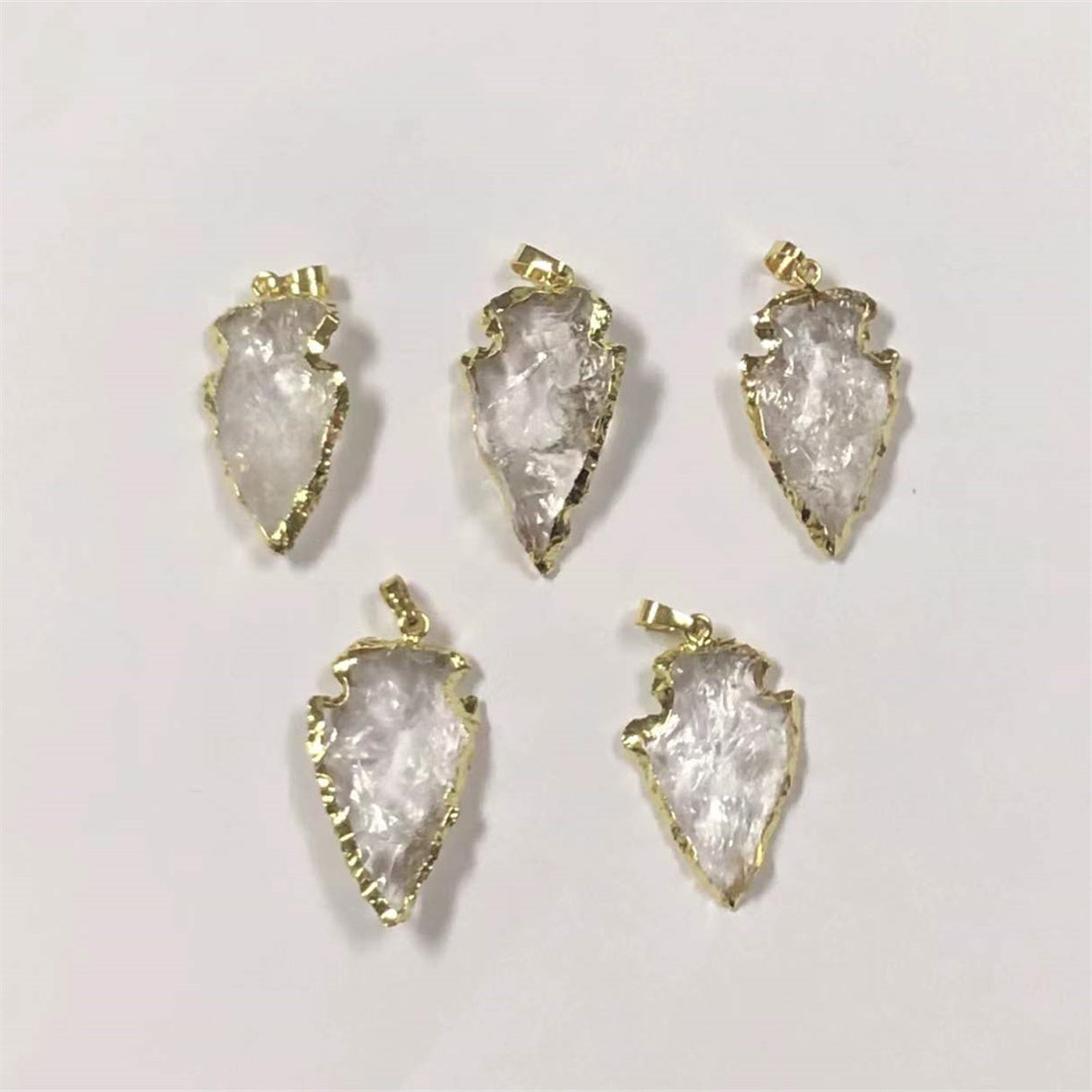 WT-N1330 Super Hot Sales Natural Raw Crystal Quartz Arrowhead Pendant Necklace Women Hammer Quartz Stone Necklace