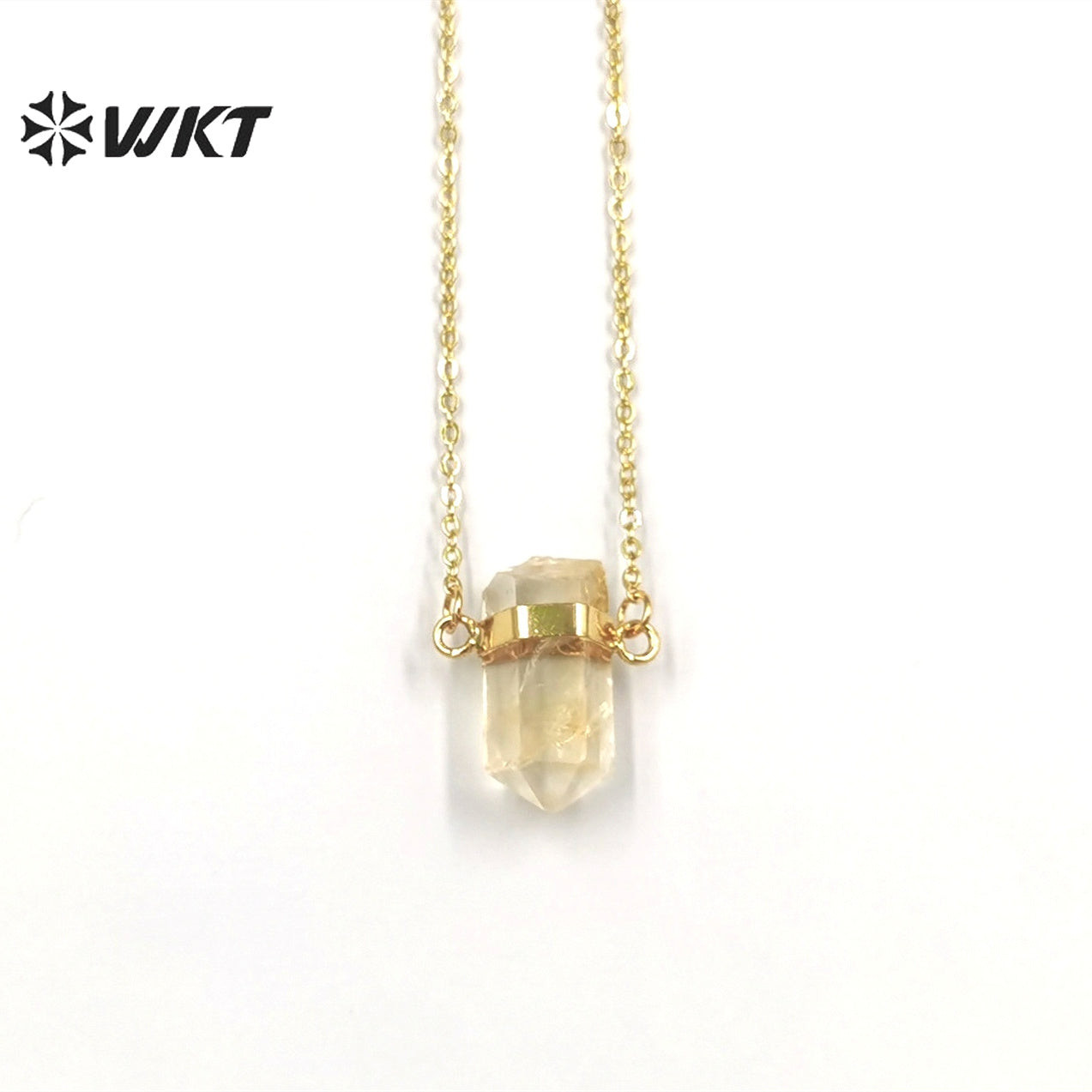 WT-N1378 Echanting Crystal Clear Pendant Elegant with 18k Gold Plated Necklace As Women Jewelry Gift Natural Crystal Necklace