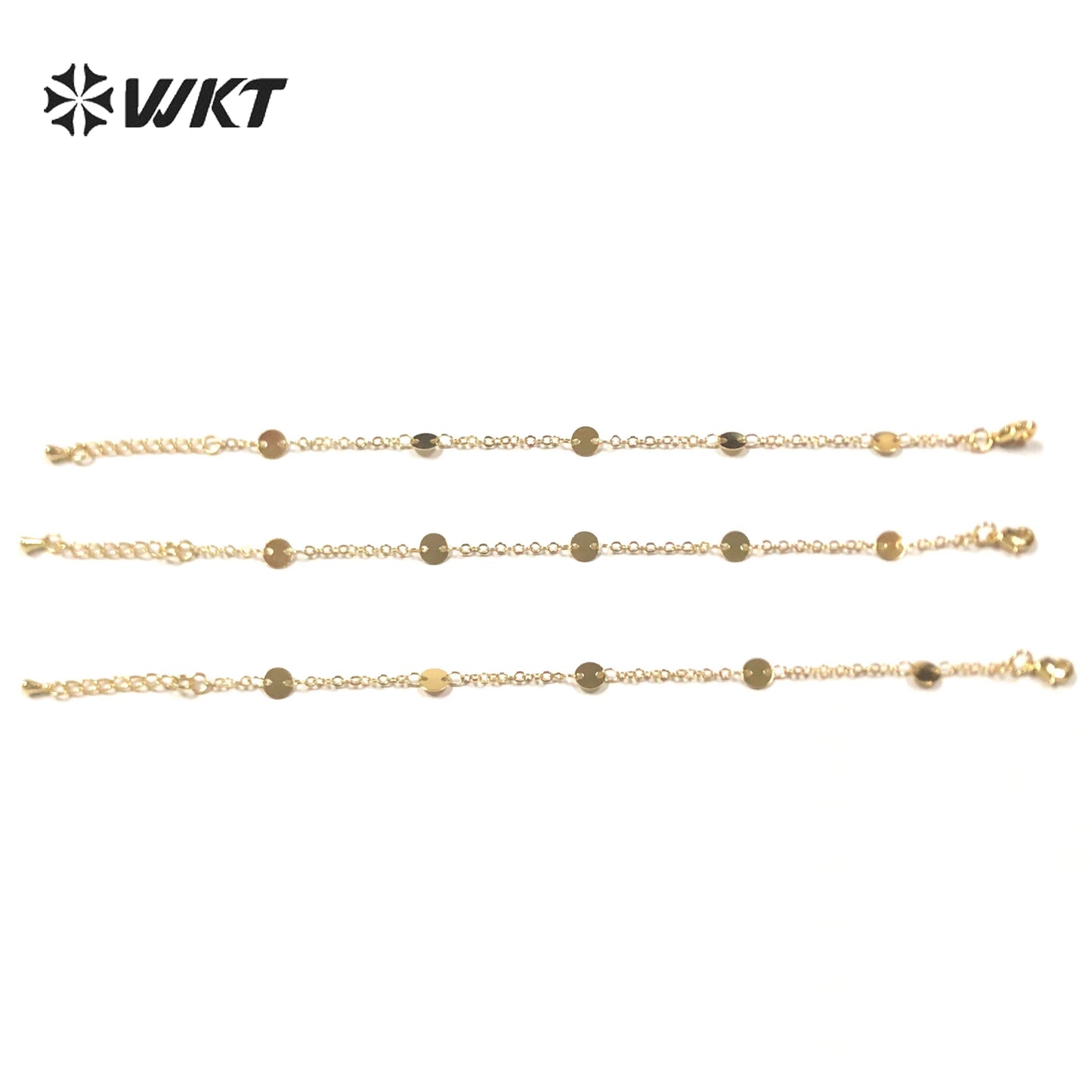 WT-JF335 WKT Simple Hot Trend Round Shape Gold Plated Yellow Brass Bracelets for Lady Wrist Bracelet Jewelry with Lobster Clasp