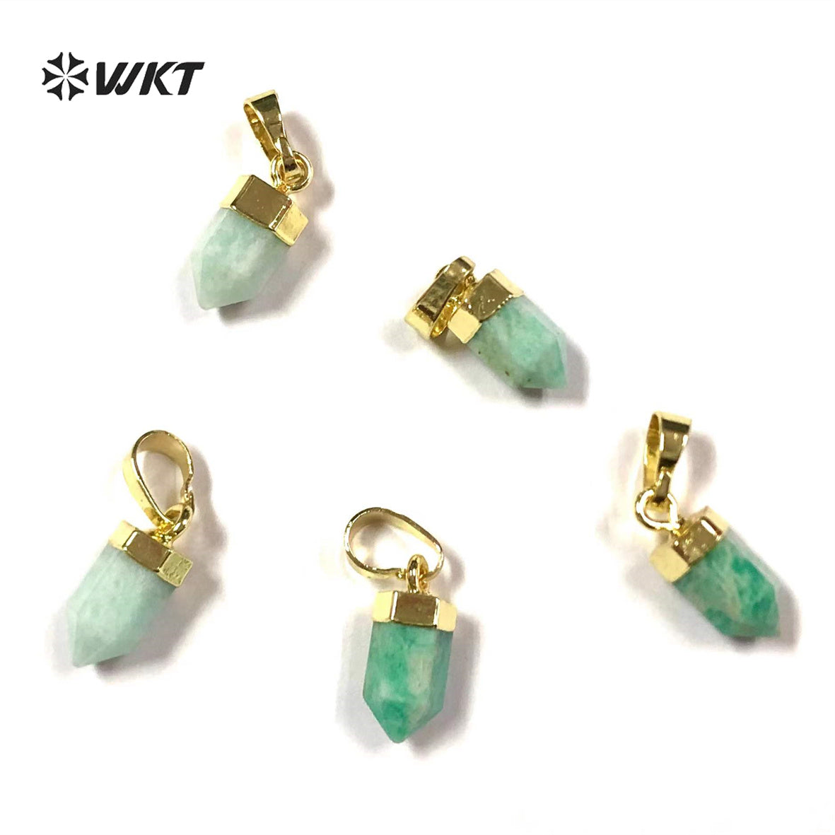 WT-P1751 Fashion Elegant Cute Hexagonal Column Natural Amazonite Pendants Jewelry Accessories DIY for Necklace Women Gift