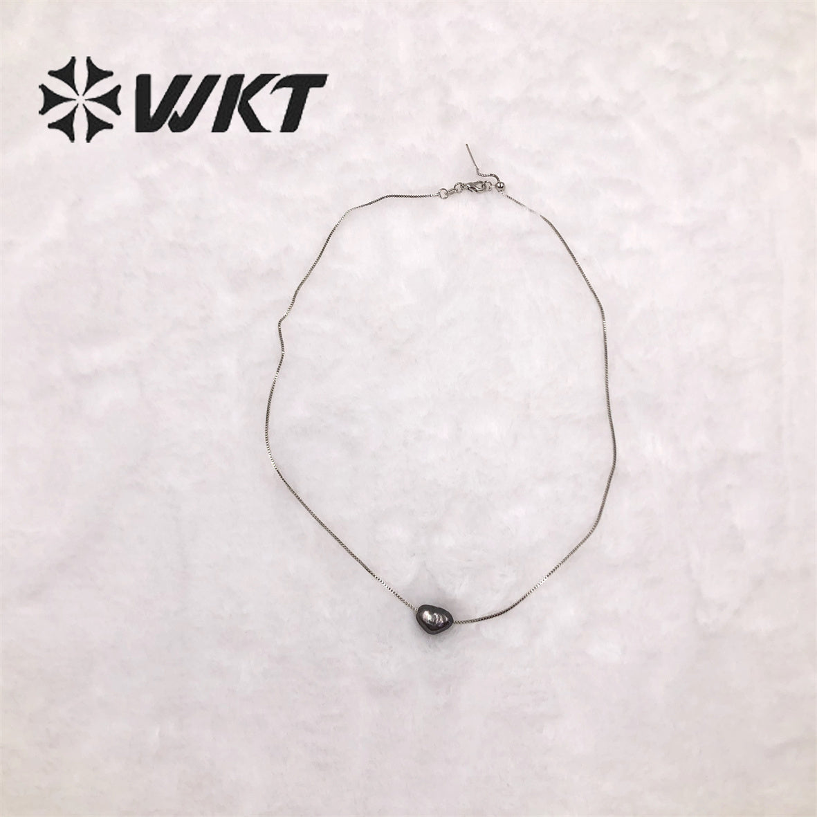 WT-JN163 Baroque Irregular Round Natural Freshwater Pearl Necklaces Black Pearl Necklace Marine Life Charms for Wedding Jewelry