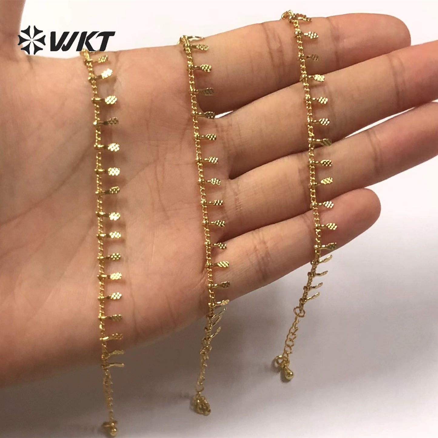 WT-JF336 WKT Amazing Exquisite Gold Plated Brass Mini Leaf Bracelets Lady Wrist Bracelet Jewelry Lobster Clasp