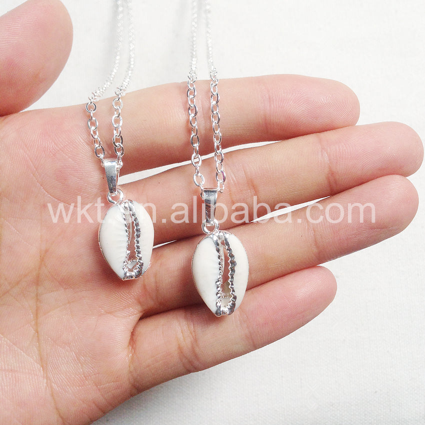 WT-N493 Wholesale Natural Cowrie Shell With Gold Dipped Pendant Necklace,Fashion Charm Cowrie Shell Necklace for Women