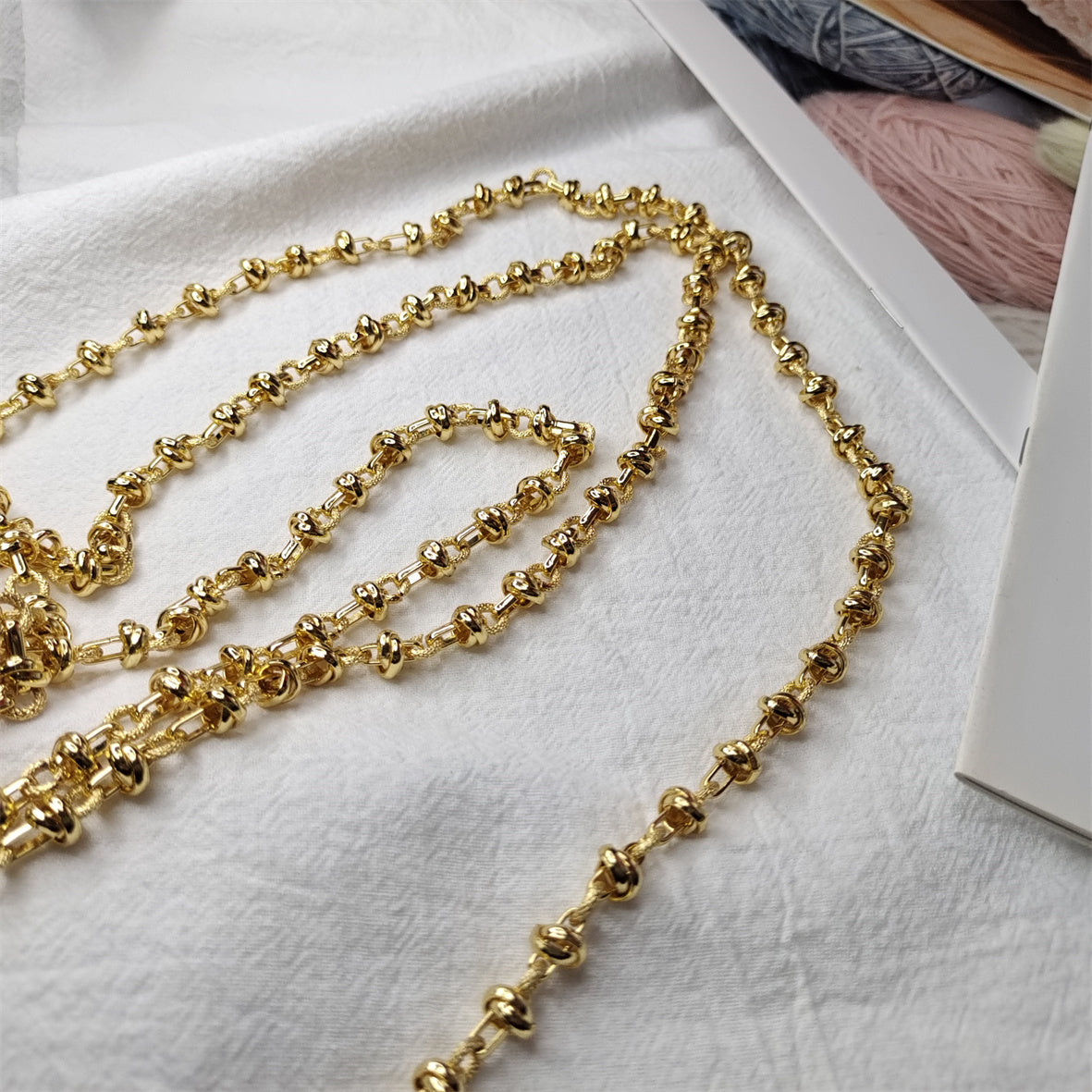 WT-BC175 Newest 18k Real Gold Plated Zinc Alloy Knotted Shape Twisted DIY Chain for Bracelet and Necklace Chain Women Chain