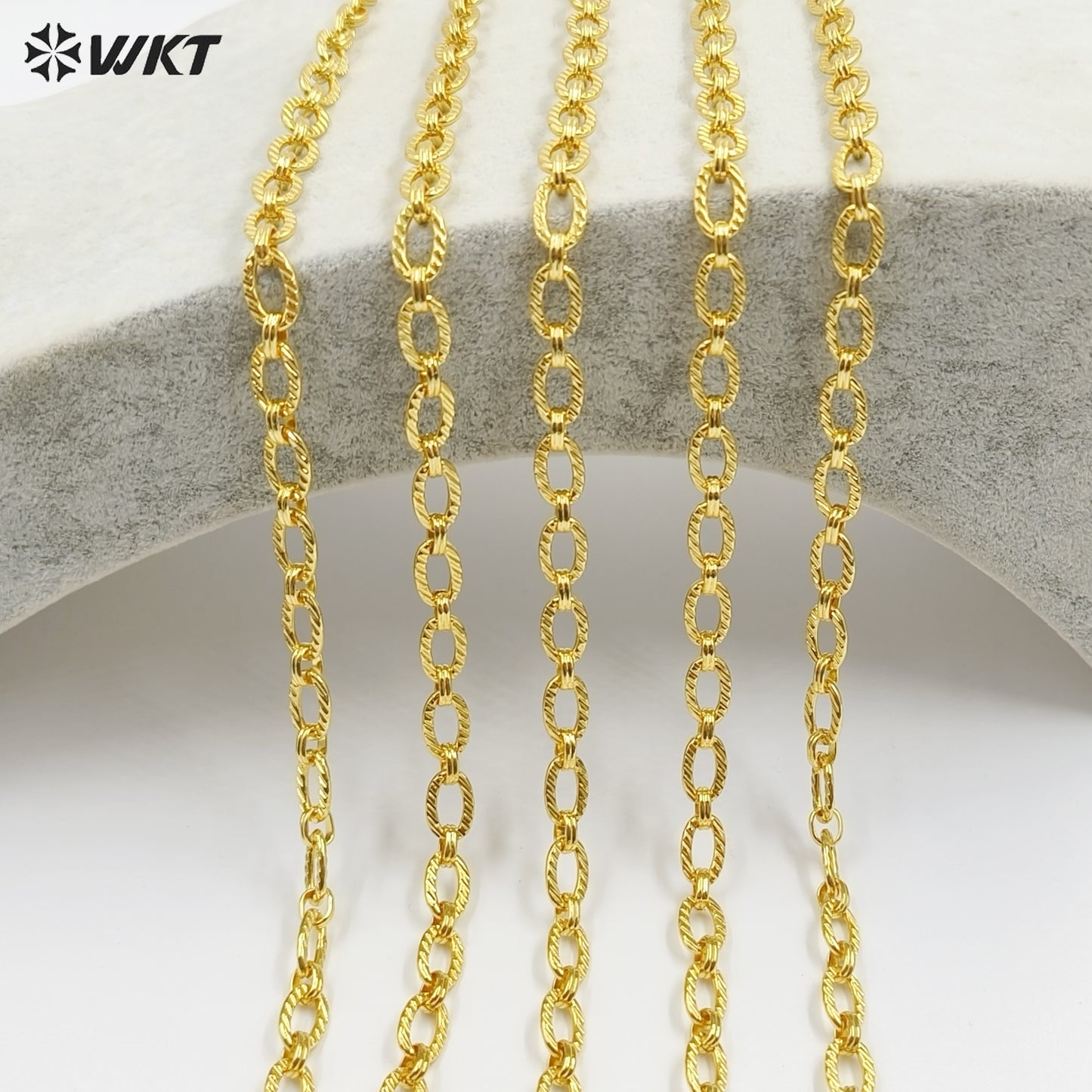 WT-BC260 Newest Fashion Simple Oval Shape Metal Yellow Brass Chain Resist Tarnishable Gold Plated For Necklace Bracelet Design