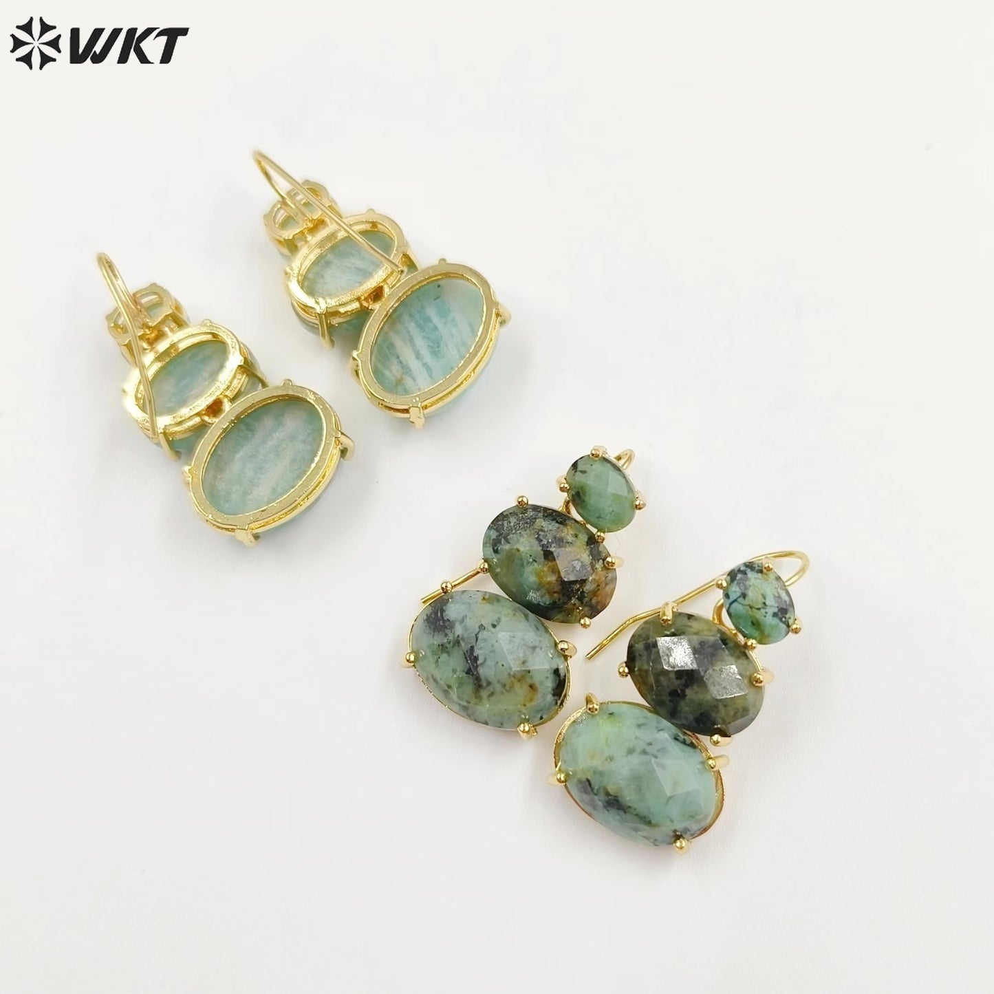 WT-E736 Amazing Colorful Elegant Natural Gemstone Long Charming in Drop Earrings Women Pendant Earrings