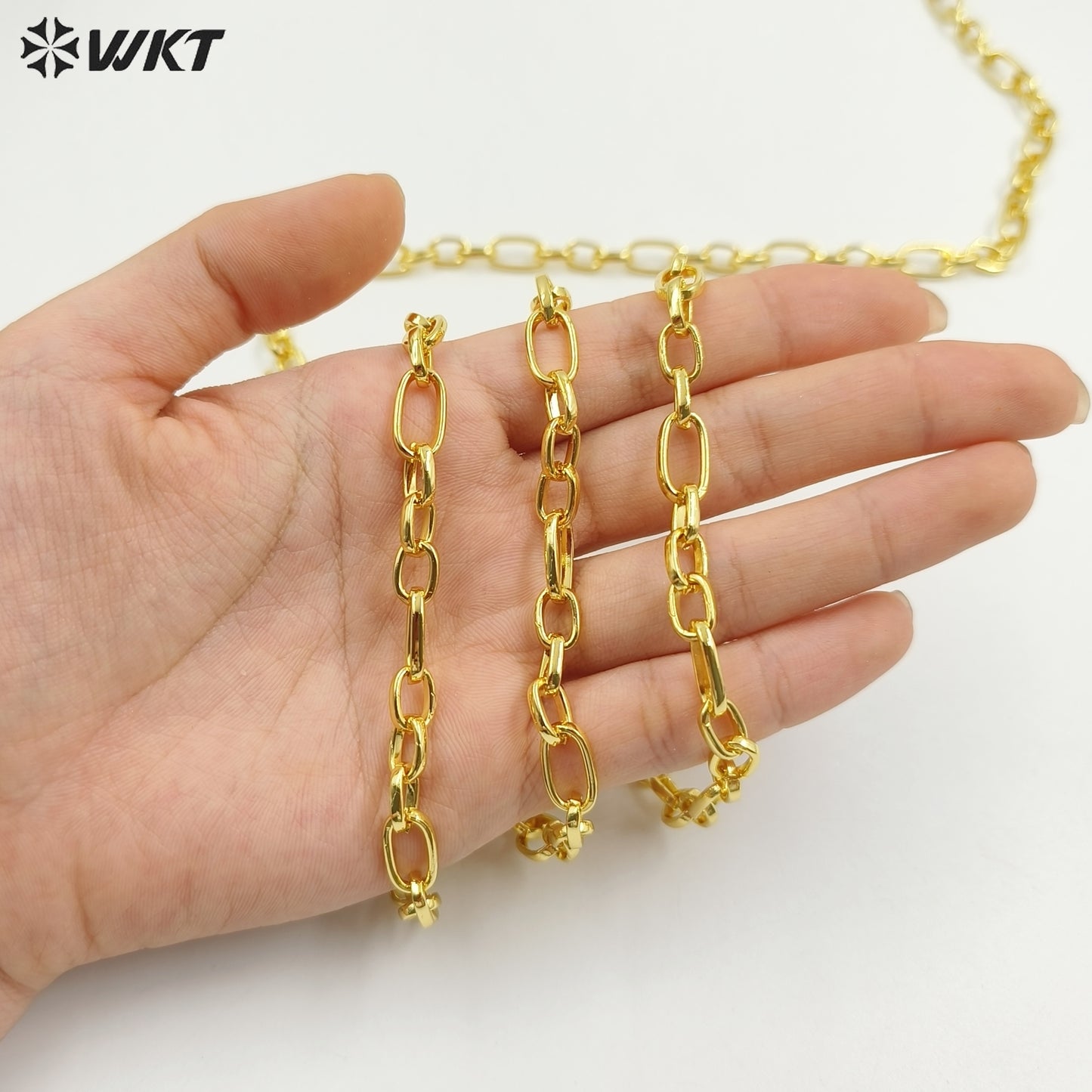 WT-BC232 Popular Simple 18K Real Gold Plated Hand Made Brass Metal Chain for Jewelry Necklace Accesory