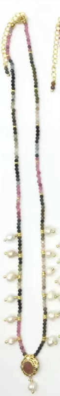 WT-N1473 WKT Elegant Handmade Natural Faceted Tiny Gemstone Beads Craft Delicate 16 Inch Long Stone Necklace