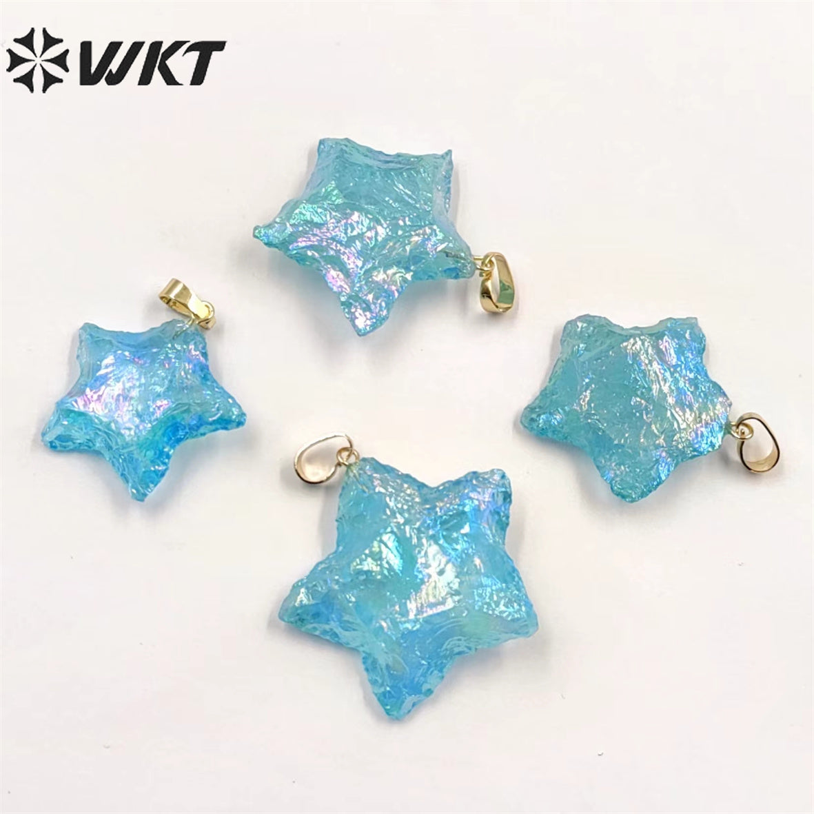 WT-P1885 Amazing Natural Aqua Aura Crystal Quartz Pendant Single Loop Raw Stone Quartz Star Pendant for Necklace Design